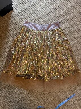 Plenty by Tracy Reese Iridescent Sequin Circle Skirt in Pink and Gold
